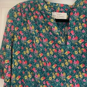 Trovata Birds of Paradis Floral Shirt Pink Green Yellow Medium